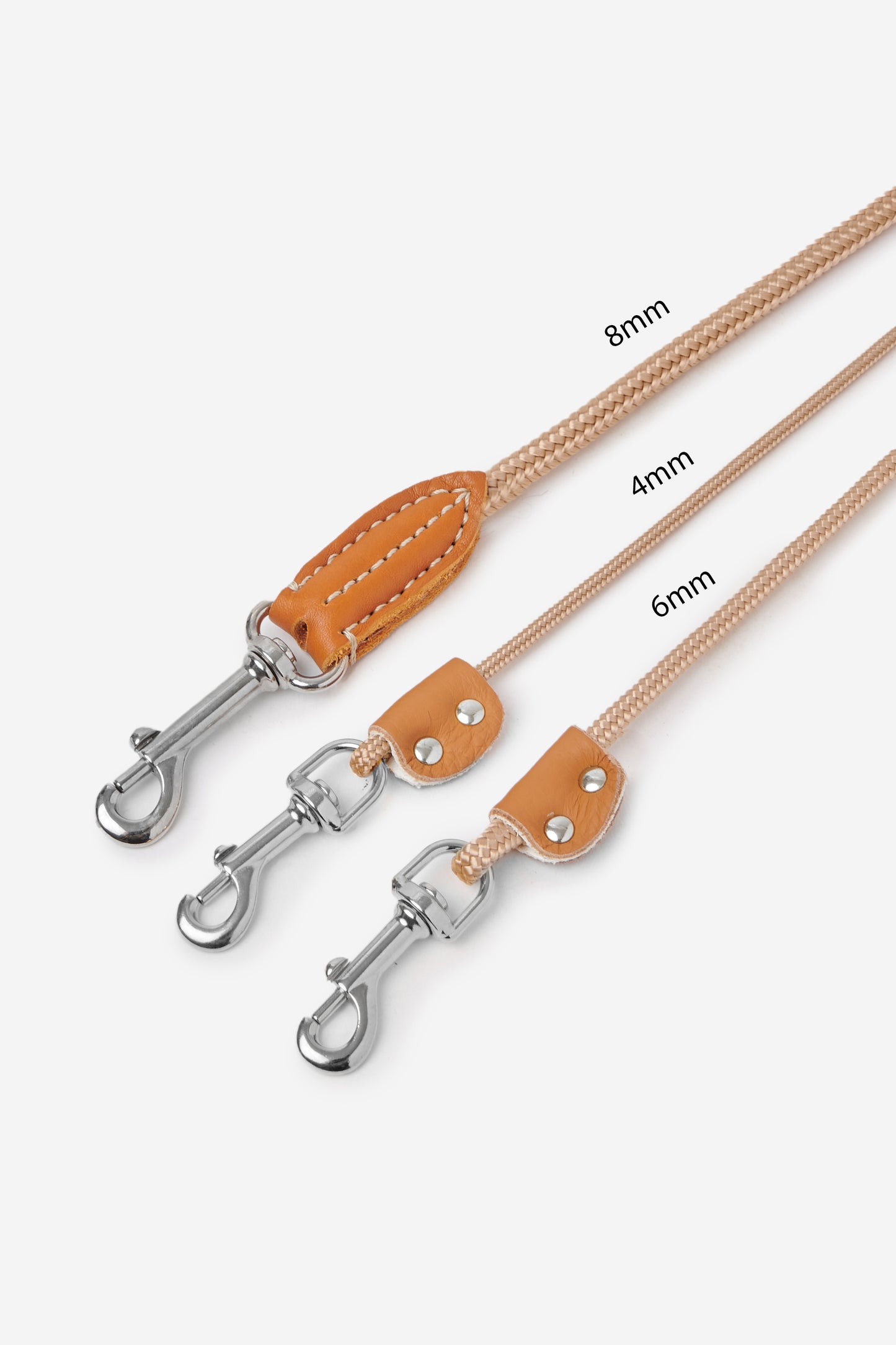 Tan Nautical Rope Leash - Silver