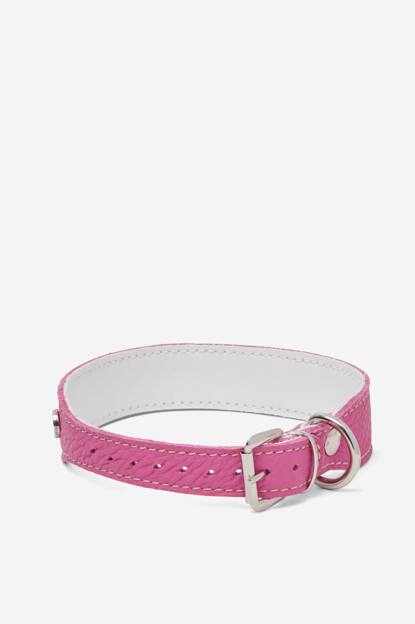 Pink Leather Collar with Rope Leash